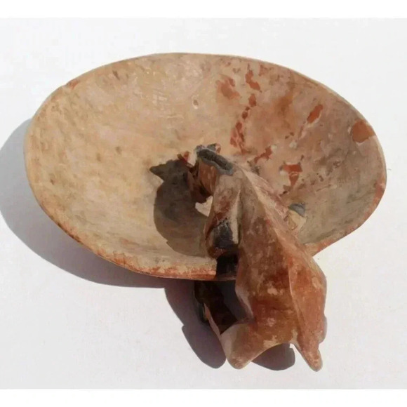 Vintage Antique Hand Carved Giraffe Wood Bowl Africa Folk Art Trinket Dish - Picture 3 of 5